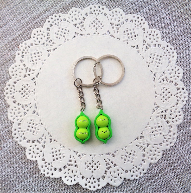 Two Pea In a Pod Keychain Valentines Day Keychain Best Etsy