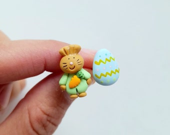 Easter Bunny with eggs stud earrings - Easter stud earrings gift  - Cute Easter Bunny - Easter gift for girlfriend, sister, mom, daughter