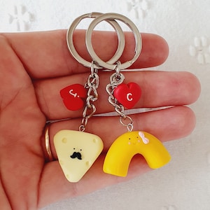 Chaveiros de Macarrão com Queijo para Melhores Amigos - Presente de Chaveiro BFF - Presente de Casal - Presente de Macarrão com Queijo - Chaveiros Combinando - Presente de Natal