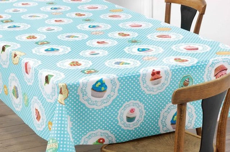 Oilcloth Cup Cakes Turquoise by the metre image 1