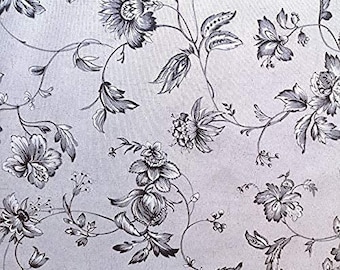 Coated cotton flowers beige gray (sold by the metre)