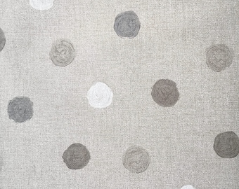 Fabric water-repellent cotton different decors (sold by the meter, width 140 cm) dots gray beige white