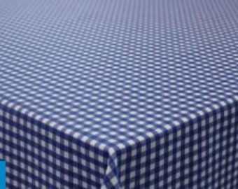 Coton enduit à carreaux bleus et blancs (vendu au mètre)