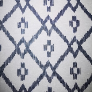 Fabric water-repellent cotton various decors (sold by the meter, width 140 cm) diamond grey blue white