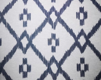 Stoff wasserabweisend Baumwolle verschiedene Dekore (Meterware, Breite 140 cm) Raute graublau weiß