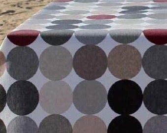 Fabric water-repellent cotton different decors (sold by the meter, width 140 cm) circles red beige black