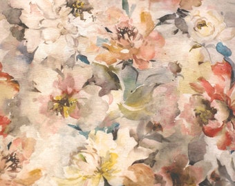 Coated cotton flowers water color look pastel (sold by the metre)