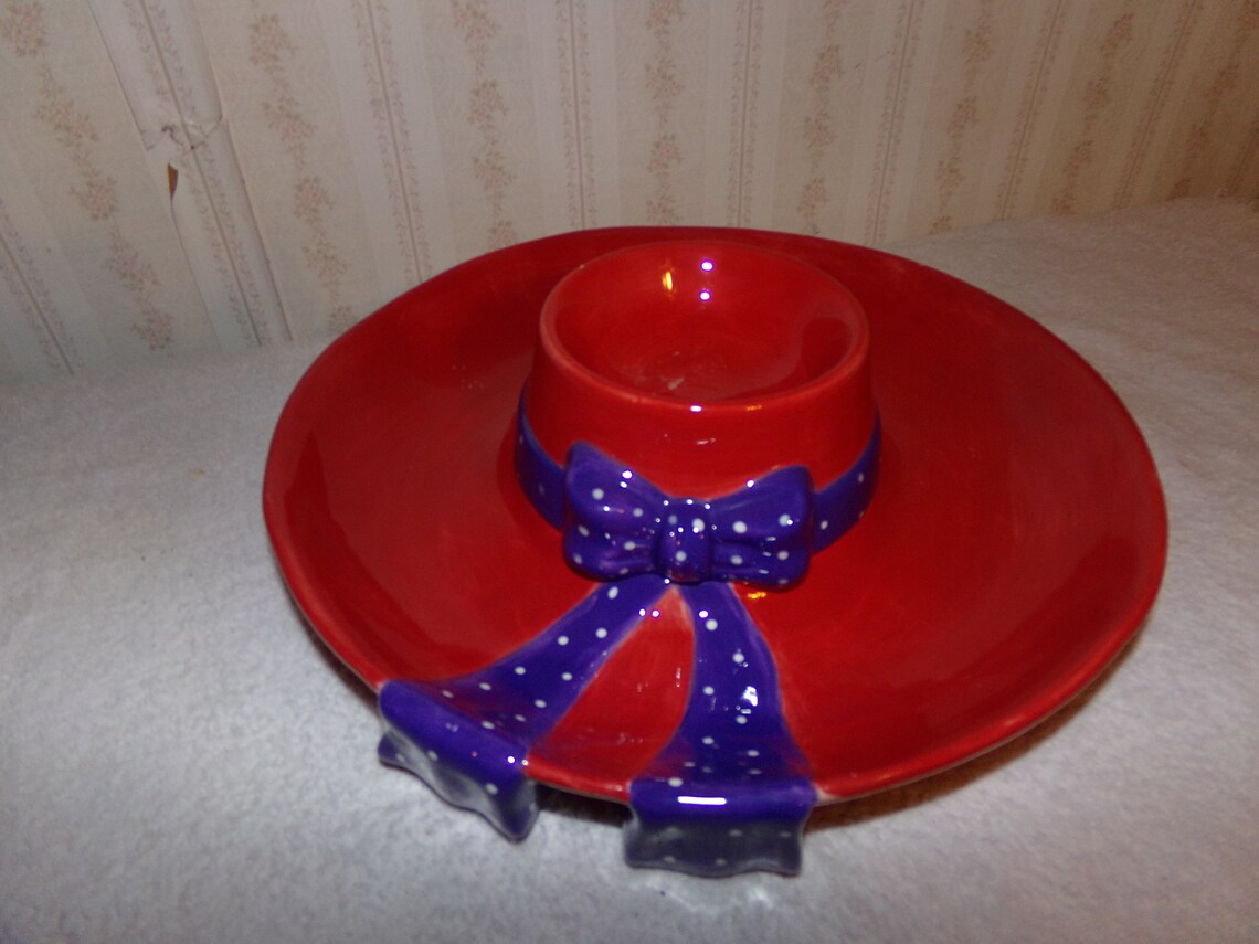 Red Hat Chip and Dip Bowl Etsy