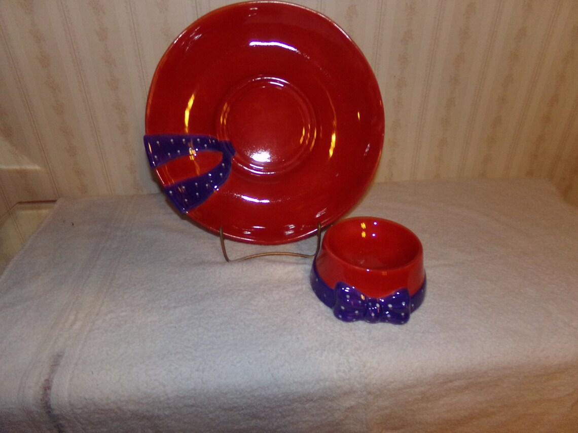 Red Hat Chip and Dip Bowl Etsy