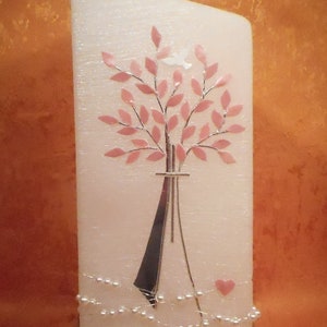 Taufkerze Lebensbaum rosa mit Perlenkette 1399 Bild 2