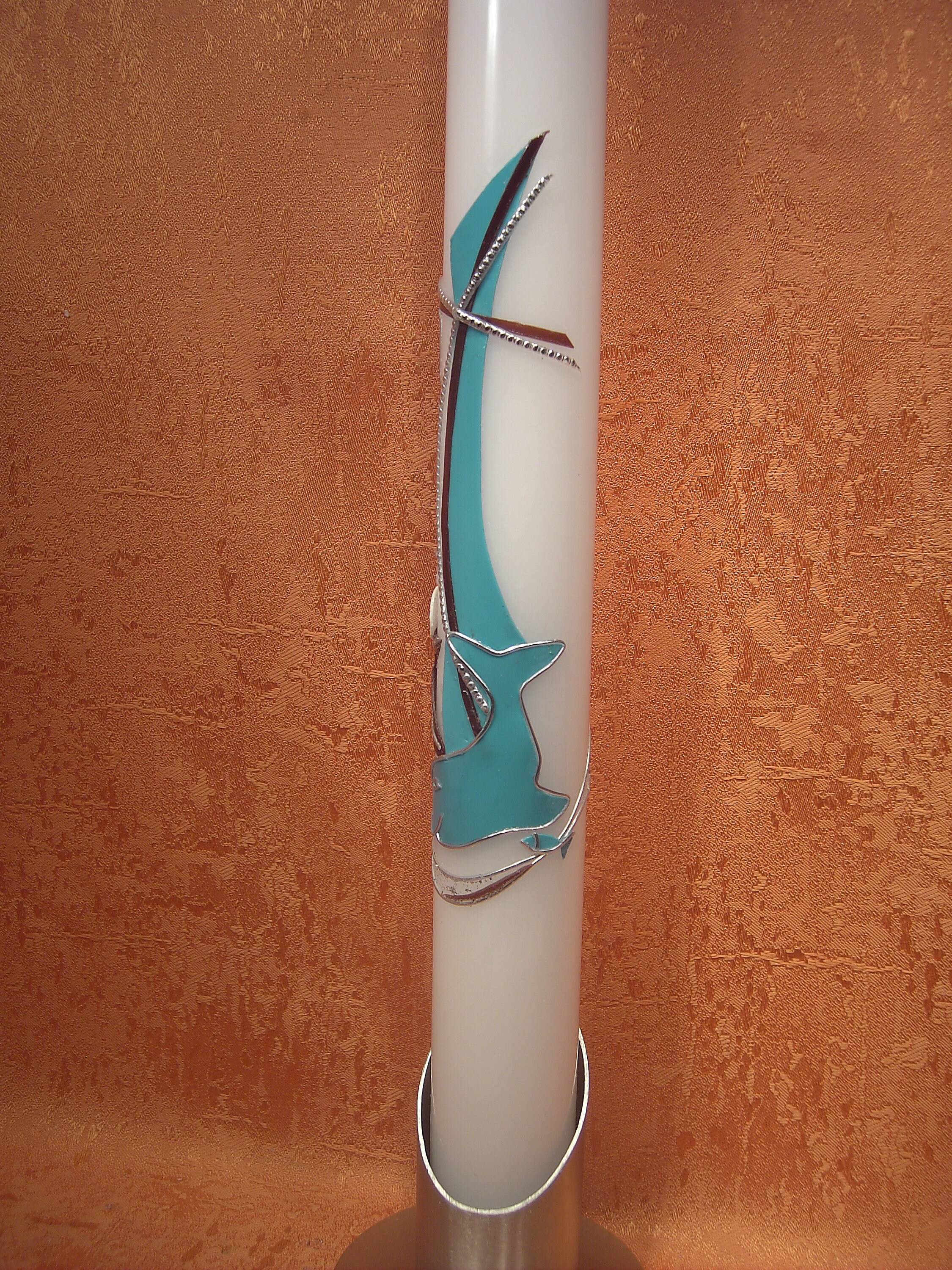 Taufkerze/Kommunionkerze 400 X 40 Mm, Inklusive Beschriftung Und Aufbewahrungskarton ! P 86