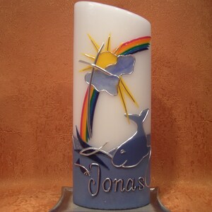 Christening candle rainbow sun and whale 351 image 2