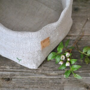 Linen bread basket made of natural linen, natural storage basket made of vintage linen, fabric basket antique linen, Easter basket image 3