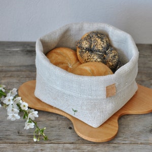 Linen bread basket made of natural linen, natural storage basket made of vintage linen, fabric basket antique linen, Easter basket image 9