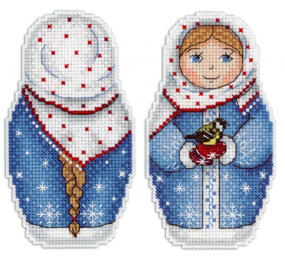 Unopened Mini Cross Stitch Embroidery Kit Winter Girl By Mp Etsy