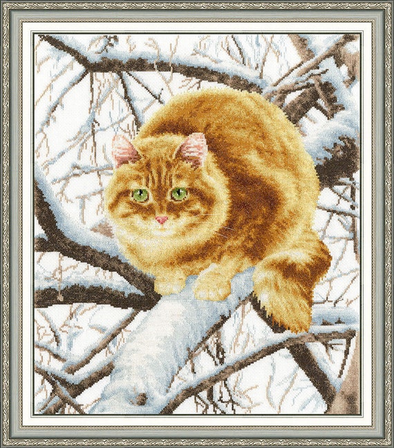New Counted Cross Stitch Embroidery Kit Ginger Cat Realism Etsy - cat fur ginger roblox