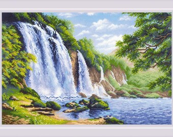 Multi-patterned luggage tag Waterfall Decor Collection Mountain Waterfalls on The Iceland Landmark Picture Double-sided printing Blue Green Mustard White W2.7 x L4.6 Multi-patterned luggage tag Waterfall Decor Collection Mountain Waterfalls on The Iceland Landmark Picture Double-sided printing Blue Green Mustard White W2.7 x L4.6