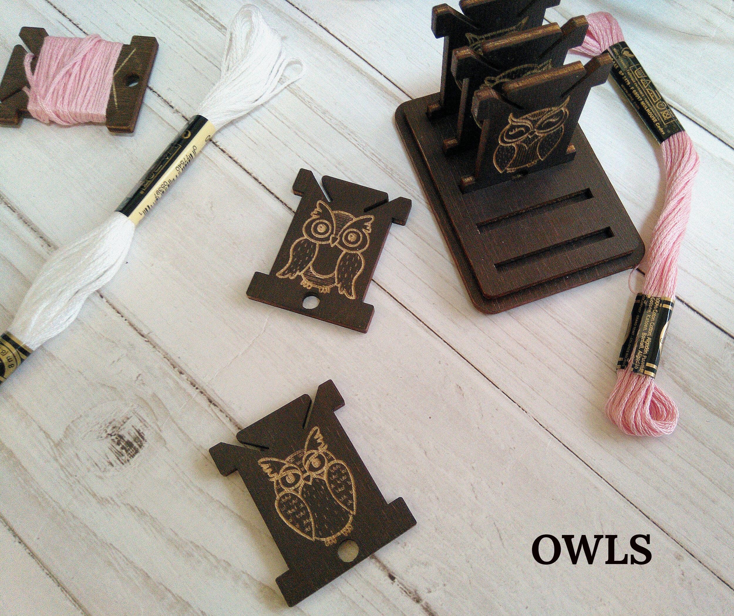 Embroidery Floss Bobbins&Stand Set Thread Holders Wooden Etsy
