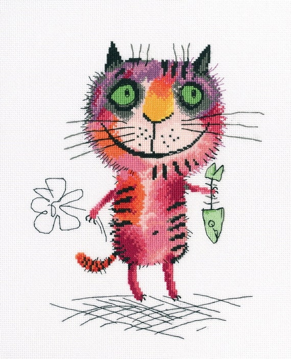 Counted Cross Stitch Kit Cross-Stitch Hand Embroidery Kit Cat in There