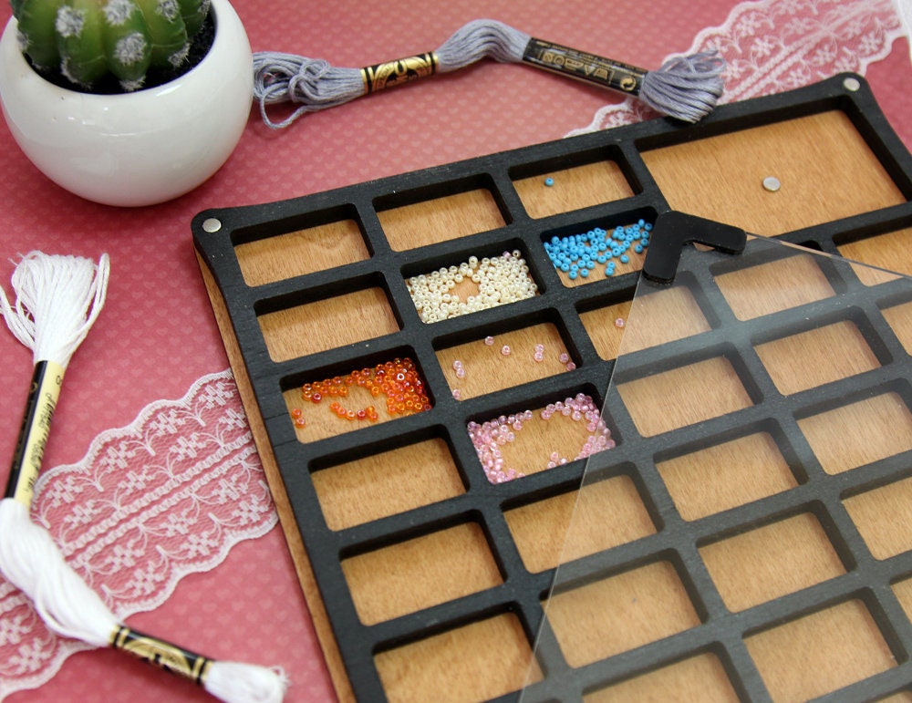 Modern Beads Tray Wooden Box Organizer For Beads With BuiltIn Etsy