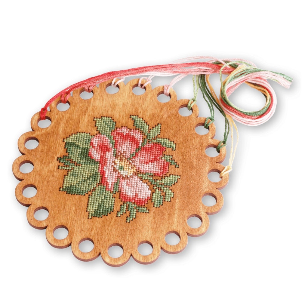 New modern cross stitch kit on thread holder embroidery