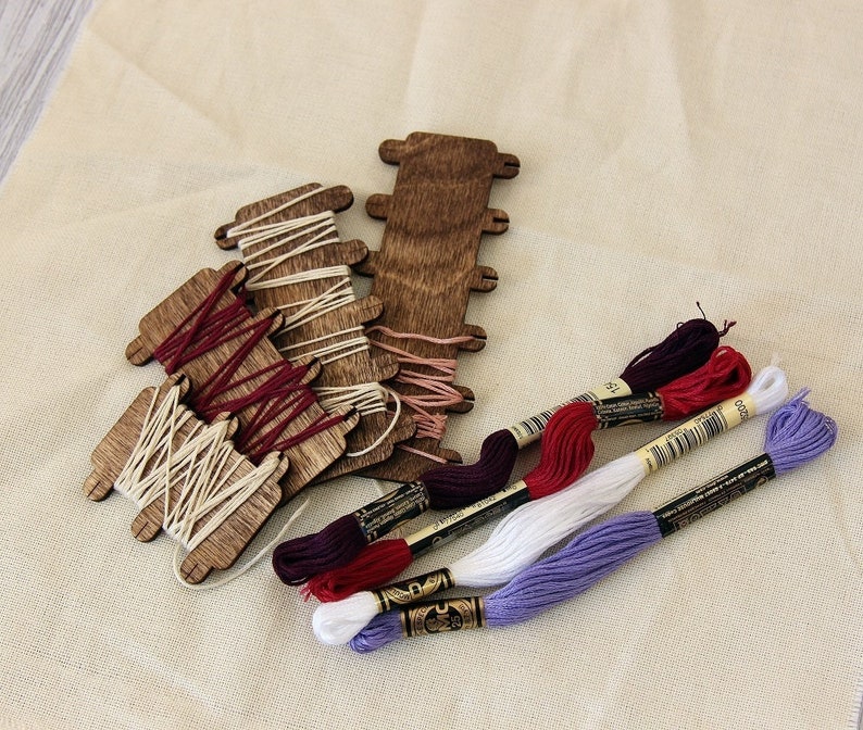 Cross Stitch Thread Holders Embroidery floss bobbins wooden Etsy