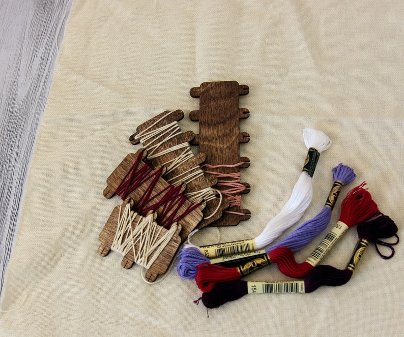 Cross Stitch Thread Holders Embroidery floss bobbins wooden Etsy