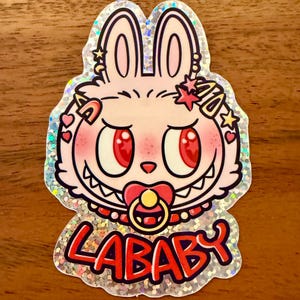 Labubu Sticker La Baby Holo Glitter Vinyl Sticker Baby