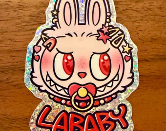 Labubu Sticker La Baby Holo Glitter Vinyl Sticker Baby