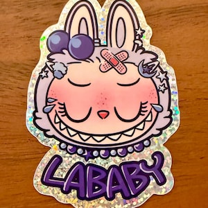 Labubu Sticker La Baby Holo Glitter Vinyl Sticker Dreamy