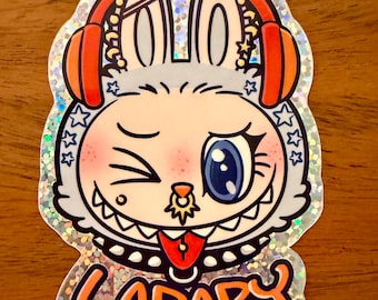 Labubu Sticker La Baby Holo Glitter Vinyl Sticker Punky