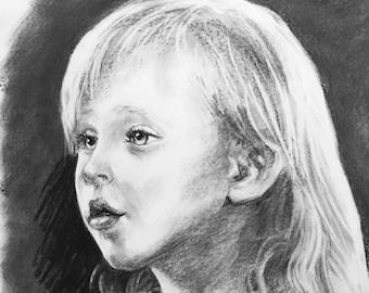 Custom Charcoal Portrait, Custom Drawing of Person, Custom Drawing of Baby, Custom Drawing of Toddler, Custom Child Drawing