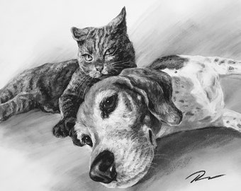 Pet Portrait Custom Charcoal | Pet Loss Gift | dog portrait charcoal | pet illustration | custom pet memorial | drawing from photo |