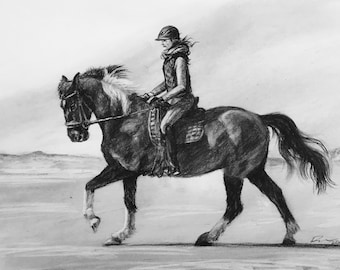 Rysunek konia węglem na zamówienie, Portret konia na zamówienie, Portret konia czarno-biały, Obraz konia na zamówienie, Rysunek konia węglem,