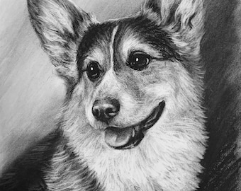 Custom Pet Portrait Charcoal | Custom Dog Portrait| Pet Commission | Custom Charcoal Pet | Custom Wall Art | Pet Lover Gift | Dog Art