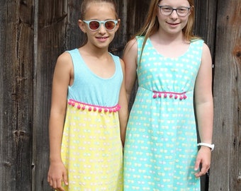 E-book sewing pattern Mini Strelizia summer dress maxi dress for children