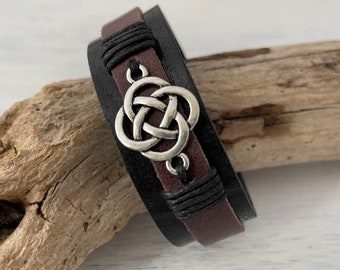 KELTISCHER KNOTEN, Leder-Armband unisex im Lagen-Look, Keltenschmuck, Talisman, Schutzsymbol, Unendlichkeit