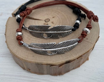 Leder-Fußband FEDER, Indian Spirit, Fußkettchen, Hippiestyle, Sommerschmuck, Boho Beach Style, Strand