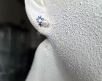 Ohrstecker aus Sterlingsilber mit Topas, Perle und Iolith