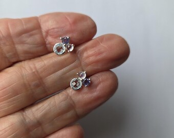 Ohrstecker aus Sterlingsilber mit Topasen und Iolith