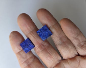 kleine Ohrstecker aus Lapis Lazuli Quadrat mit Sterlingsilberbrisur