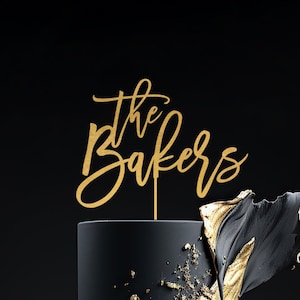 Topper per torta nuziale, Topper per torta personalizzato in oro, Topper per torta di anniversario, Topper per torta personalizzato, Topper per torta con cognome, Torta nuziale