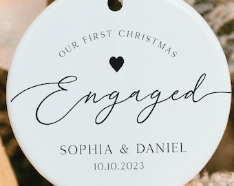 First Christmas Engaged Ornament, Engagement ornament, Engagement gift, Gift for Christmas, Fiance gift, Fiancee gift, Keepsake,Personalized