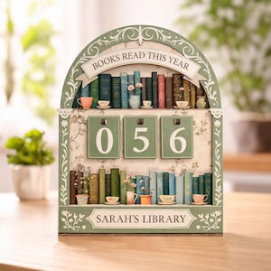 Personalisierter Buch-Lese-Tracker, Buch-Liebhaber-Geschenk, Bücher gelesen in diesem Jahr-Zähler, Vintage Bibliotheksdekor, Leseziel-Tracker, Lesegeschenke