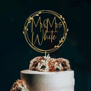 Gold cake topper for Wedding, Wedding cake topper,Mr and mrs cake topper,Personalized cake topper,Anniversary Cake topper,Custom cake topper Gold