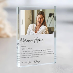 Personalized Difference Maker Gift, Thank You Gift, Custom Photo Acrylic Plaque, Retirement Gift, Teacher Gift, Nurse Gift, Coworker Gift