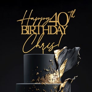 Topper per torta di buon compleanno, Topper per torta di compleanno personalizzato con nome, Topper per torta per 50° anniversario, Topper per torta per 25°, 30° e 40° compleanno