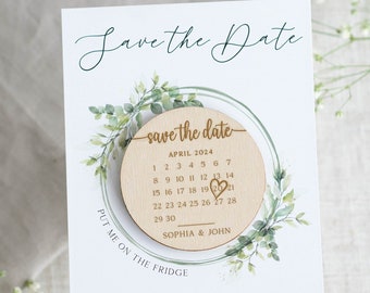 Calendario Guardar el imán de fecha, Guardar las tarjetas de fecha con imán, Floral Guardar el calendario magnético de fechas, Imanes personalizados para bodas