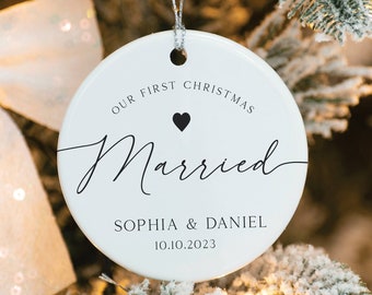 First Christmas Married Ornament, Newlywed Keepsake, 1st Xmas Mr and Mrs, Married Christmas, First Xmas Married, Gift for newlyweds, Ceramic