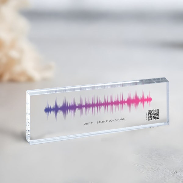 Soundwave Art, Sound Wave Plaquette met QR-code, Soundwave gepersonaliseerde songplaque, aangepaste stemopname cadeau, Sound Wave Art, acryl cadeau